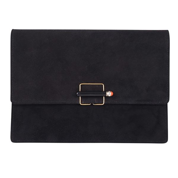DECO CLUTCH, WITH 18KT GOLD AND SILVER BROOCH, BY CARTIER