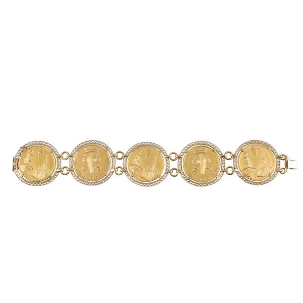 18KT GOLD WITH FIVE SPORT MERIT MEDALS