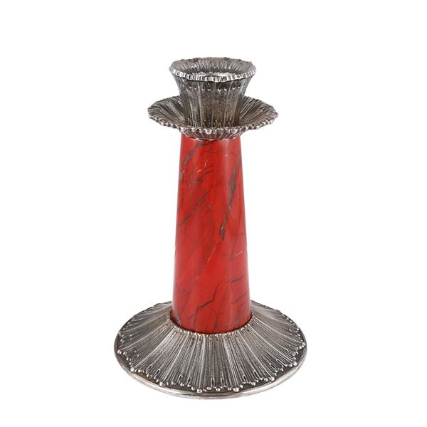 925 SILVER AND JASPER CANDLESTICK, BY GIANMARIA BUCCELLATI
