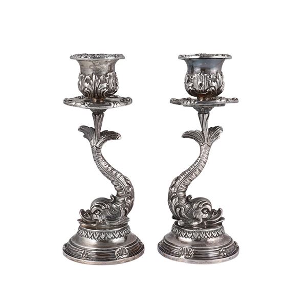 925 SILVER SET OF TWO CANDLESTICK, GIANMARIA BUCCELLATI