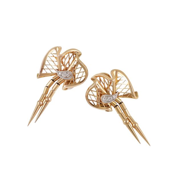 18KT GOLD, PLATINUM AND DIAMONDS EARRINGS