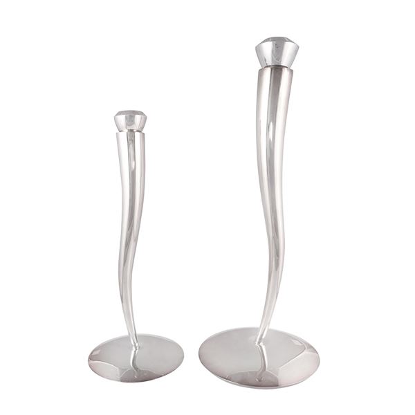 925 SILVER LOT OF TWO CANDLESTICKS, POMELLATO