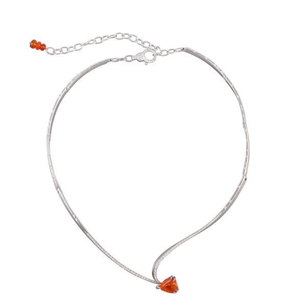18KT GOLD, DIAMONDS AND FIRE OPAL NECKLACE, BY SCAVIA