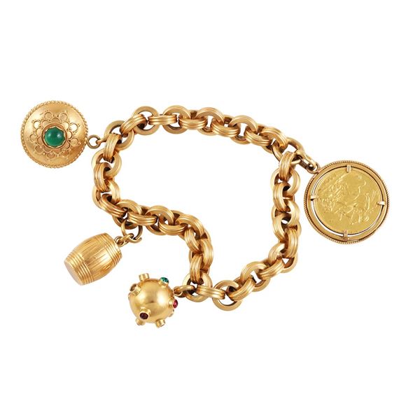 18KT GOLD BRACELET WITH CHARMS (missings)
