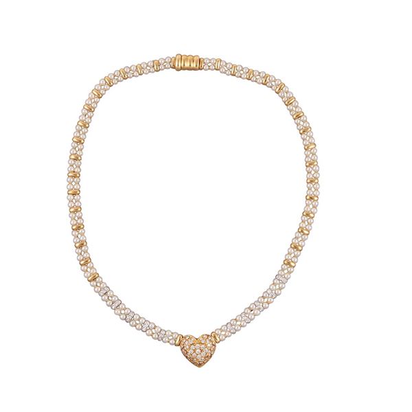 18KT GOLD, DIAMONDS AND CULTURED PEARLS NECKLACE, BY GIÒ CAROLI