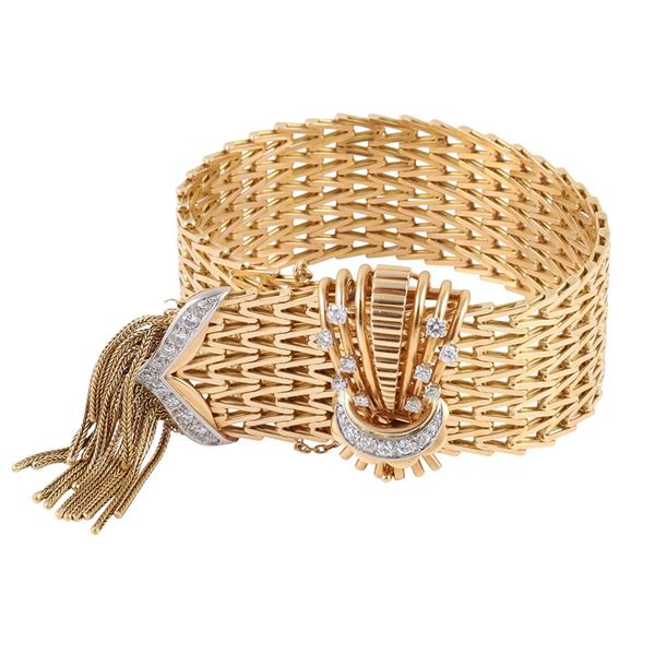 18KT GOLD AND PLATINUM BRACELET WITH DIAMONDS