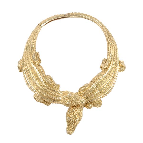 18KT CROCODILE GOLD NECKLACE WITH DIAMONDS