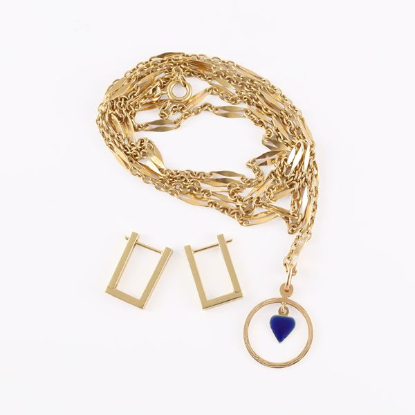 18KT GOLD LOT OF NECKLACE AND EARRINGS