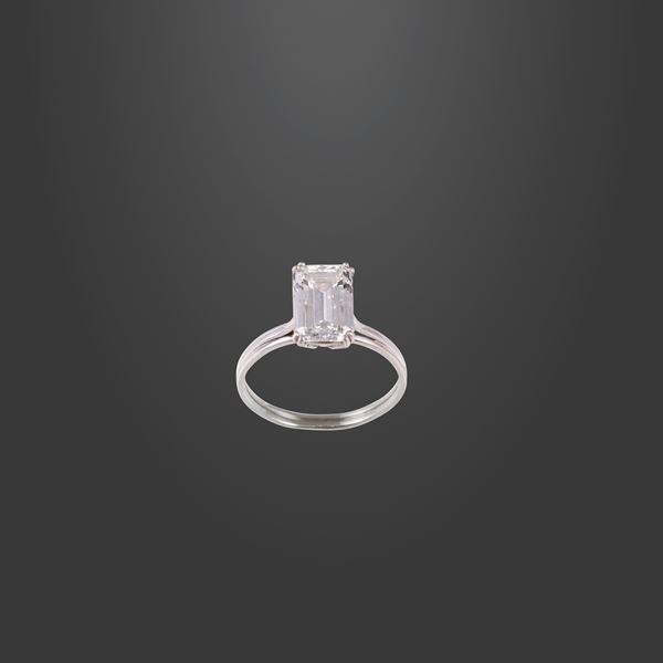 18KT GOLD AND RECTANGULAR DIAMOND RING  - Auction IMPORTANT JEWELRY - Casa d'Aste International Art Sale