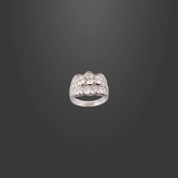 PLATINUM AND OLD EUROPEAN CUT DIAMONDS RING  - Auction IMPORTANT JEWELRY - Casa d'Aste International Art Sale