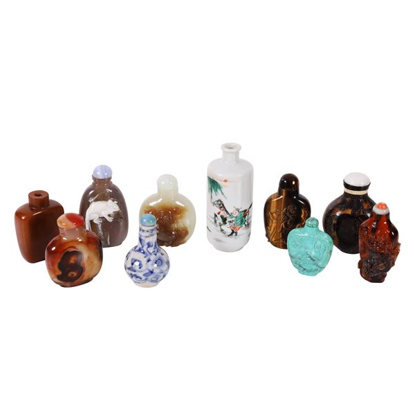 TEN SNIFF BOTTLE - 鼻烟壶不同材质10件