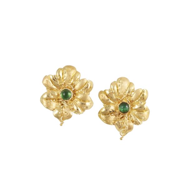 18KT GOLD AND TOURMALINE EARRINGS