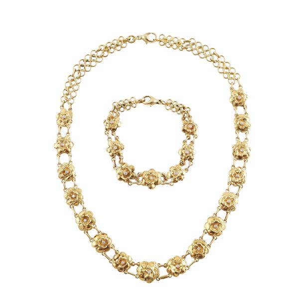 18KT GOLD LOT OF NECKLACE AND BRACELET WITH DIAMONDS  - Auction IMPORTANT JEWELRY - Casa d'Aste International Art Sale