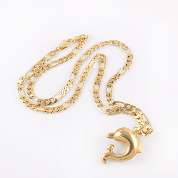 LOT OF 18KT GOLD CHAIN AND PENDANT