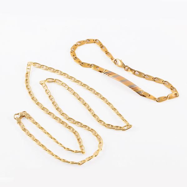 LOT OF 18KT GOLD CHAIN AND BRACELET
