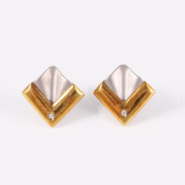 18KT GOLD AND PLATINUM EARRINGS WITH DIAMONDS, BY MONILE