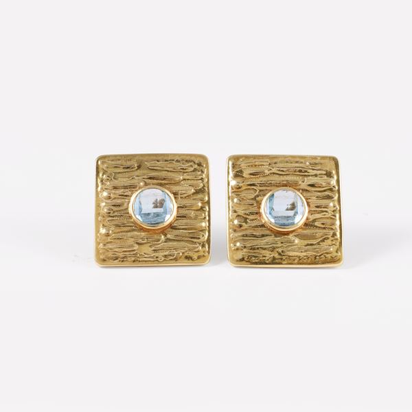 18KT GOLD AND BLUE TOPAZ EARRINGS  - Auction JEWELS AND SILVERS - Casa d'Aste International Art Sale