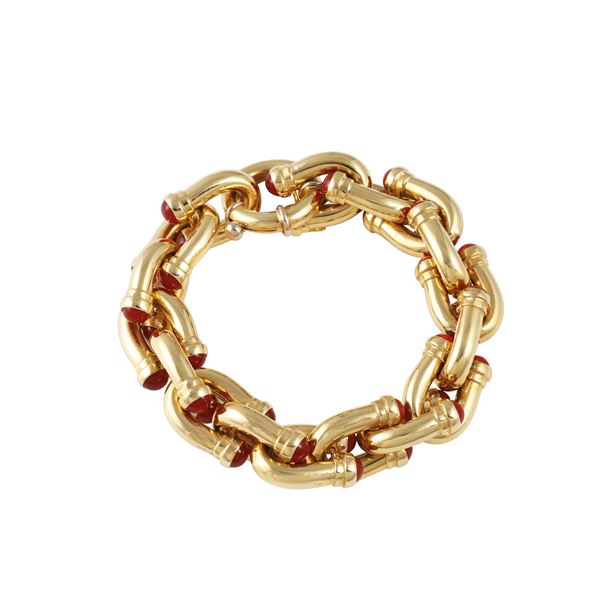 18KT GOLD BRACELET WITH CARNELIAN  - Auction IMPORTANT JEWELRY - Casa d'Aste International Art Sale