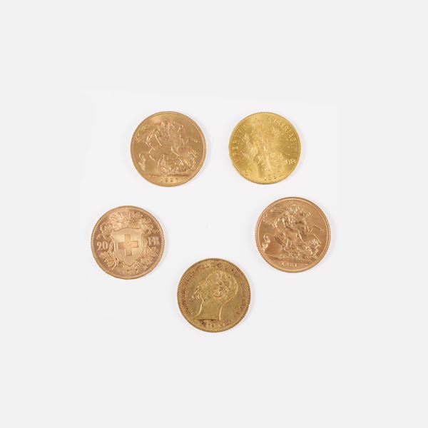 LOTTO DI CINQUE MONETE ORO