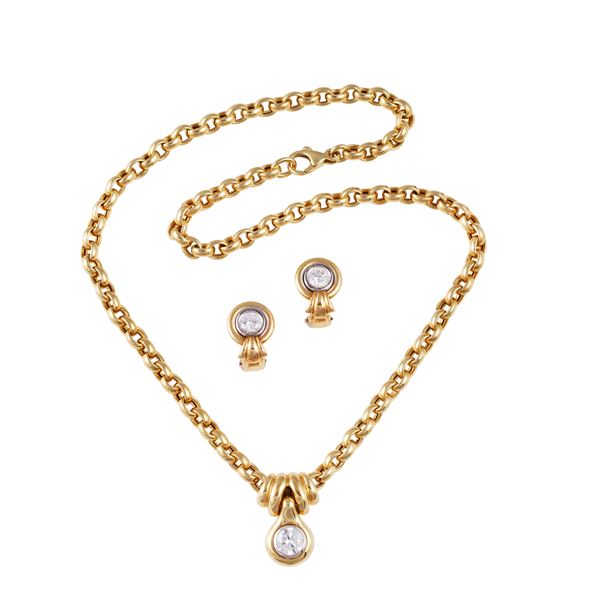 LOT OF 18KT GOLD NECKLACE AND A PAIR OF EARRINGS SET WITH DIAMONDS, BY CARL BUCHERER   - Auction IMPORTANT JEWELRY - Casa d'Aste International Art Sale