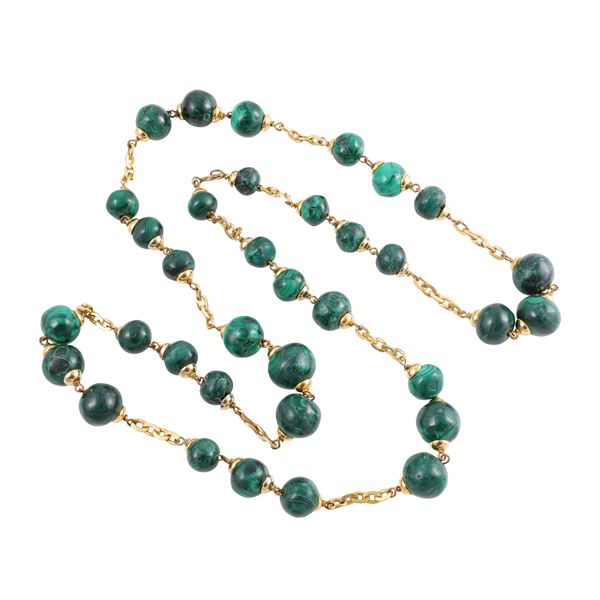 18KT GOLD AND MALACHITE NECKLACE