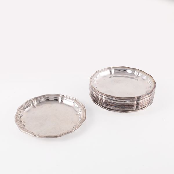 SET OF TWELVE 800 SILVER COASTERS
