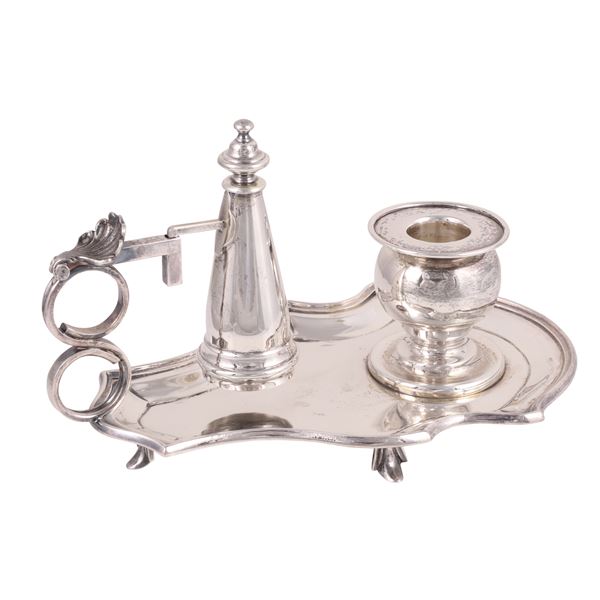 925 SILVER CHAMBER CANDLE HOLDER WITH SNUFFER