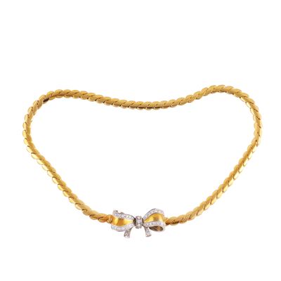 Pomellato, Collana a girocollo in oro giallo e bianco con brillanti