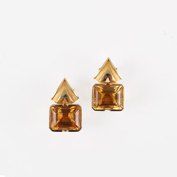 18KT GOLD EARRINGS WITH QUARTZ  - Auction JEWELS AND SILVERS - Casa d'Aste International Art Sale