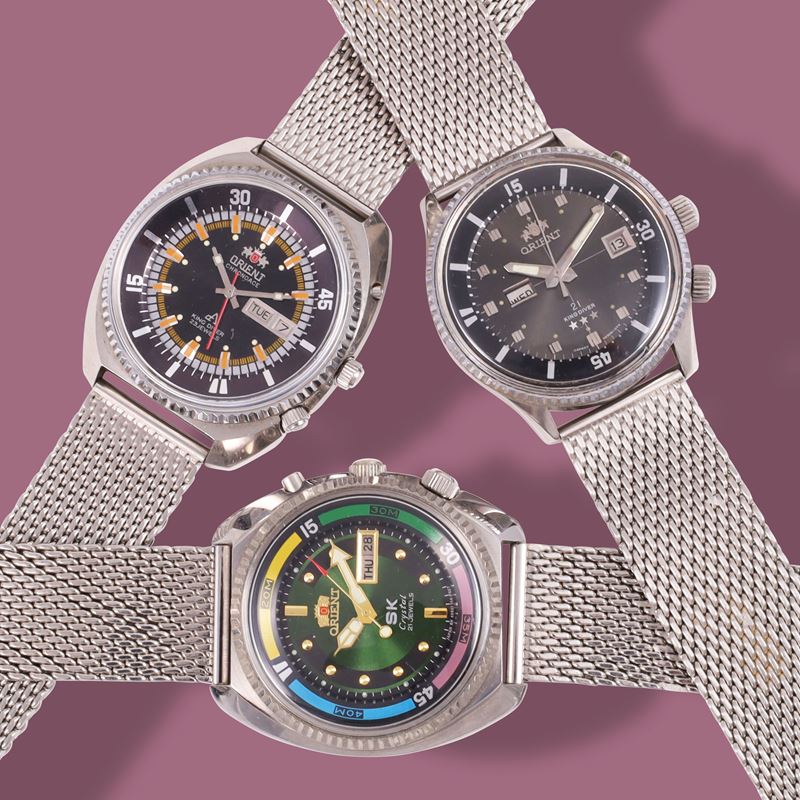 Orient - Lotto di Tre Orologi Automatici in Acciaio
