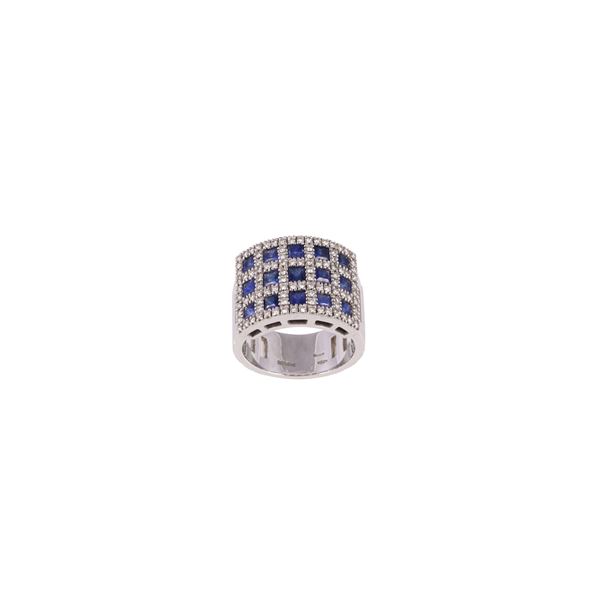 18KT GOLD RING WITH SAPPHIRES AND DIAMONDS, BY DAMIANI  - Auction IMPORTANT JEWELRY - Casa d'Aste International Art Sale
