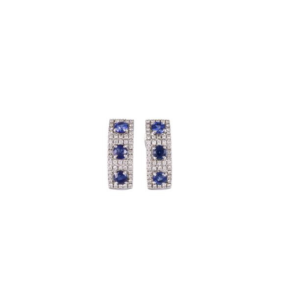 18KT GOLD EARRINGS WITH SAPPHIRES AND DIAMONDS  - Auction IMPORTANT JEWELRY - Casa d'Aste International Art Sale