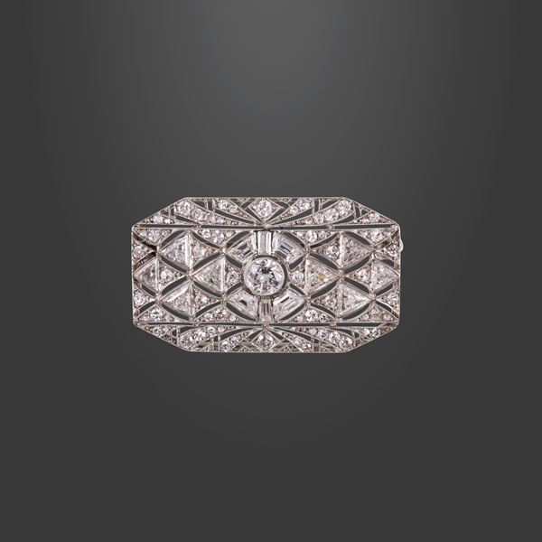 PLATINUM AND DIAMODS BROOCH  - Auction IMPORTANT JEWELRY - Casa d'Aste International Art Sale
