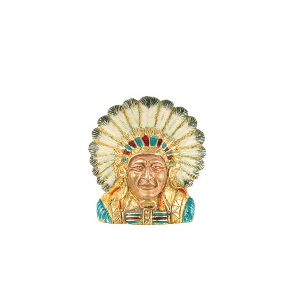 * 18KT GOLD AND ENAMEL (missing) PENDANT-BROOCH, DOUBLE USE  - Auction IMPORTANT JEWELRY - Casa d'Aste International Art Sale