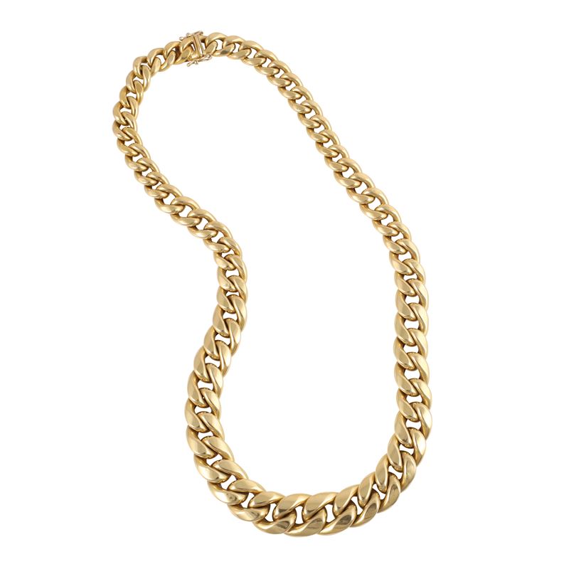 Girocollo in oro giallo con maglie gourmette