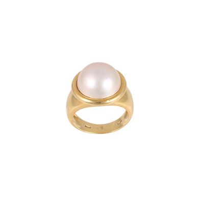 Anello in oro giallo con perla mabè