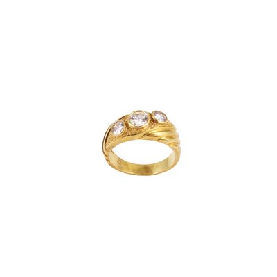 Anello in oro giallo con brillanti, misura 18