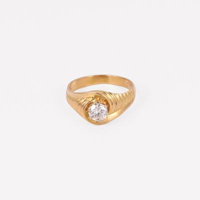 Anello in oro rosa con brillante, misura 14