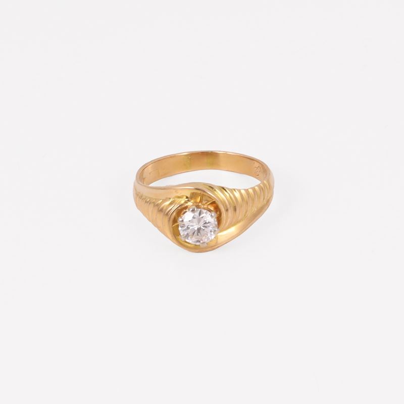 Anello in oro rosa con brillante, misura 14
