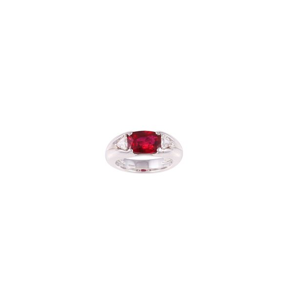 18KT GOLD RING WITH RUBY AND DIAMONDS  - Auction IMPORTANT JEWELRY - Casa d'Aste International Art Sale