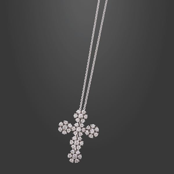 18KT GOLD NECKLACE WITH DIAMOND-SET PENDANT, BY CRIVELLI