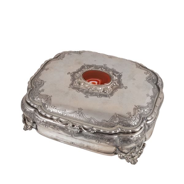 800 SILVER BOX WITH AGATE