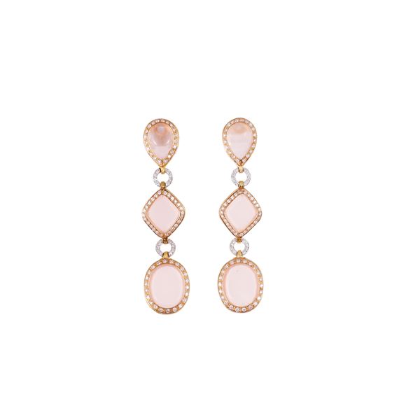 18KT GOLD EARRINGS WITH QUARTZ AND DIAMONDS  - Auction IMPORTANT JEWELRY - Casa d'Aste International Art Sale