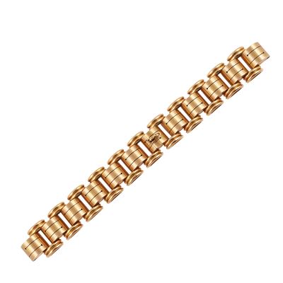 Bracciale per orologio in oro giallo a maglie bombate
