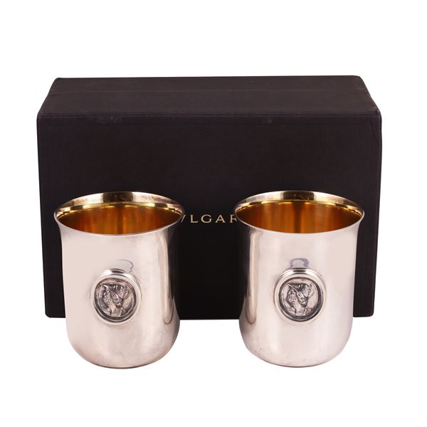 Bulgari - SET OF TWO 925 SILVER TUMBLERS, BY BULGARI