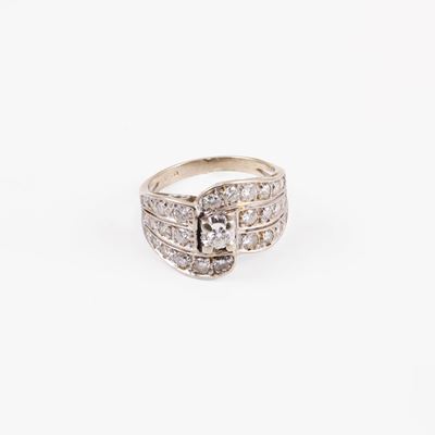 Anello in oro bianco con diamanti, misura 13,5