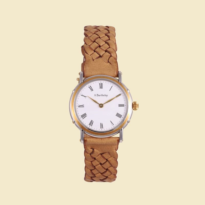 A.barthelay - A. Barthelay, Orologio da polso in acciaio e oro con quadrante bianco