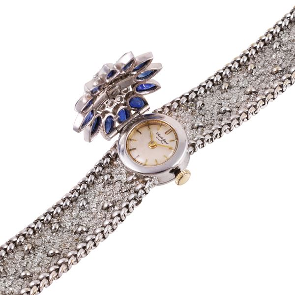 18KT GOLD WRISTWATCH WITH SAPPHIRES AND DIAMONDS, BY V. BUECHE-GIROD