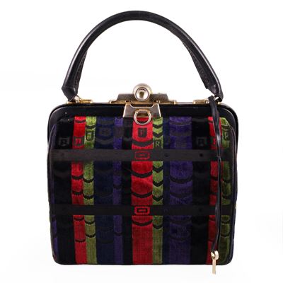 Roberta di Camerino, Bauletto Vintage in Velluto Multicolor