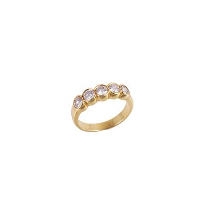 Anello rivière in oro giallo con brillanti, circa 0,70 ct